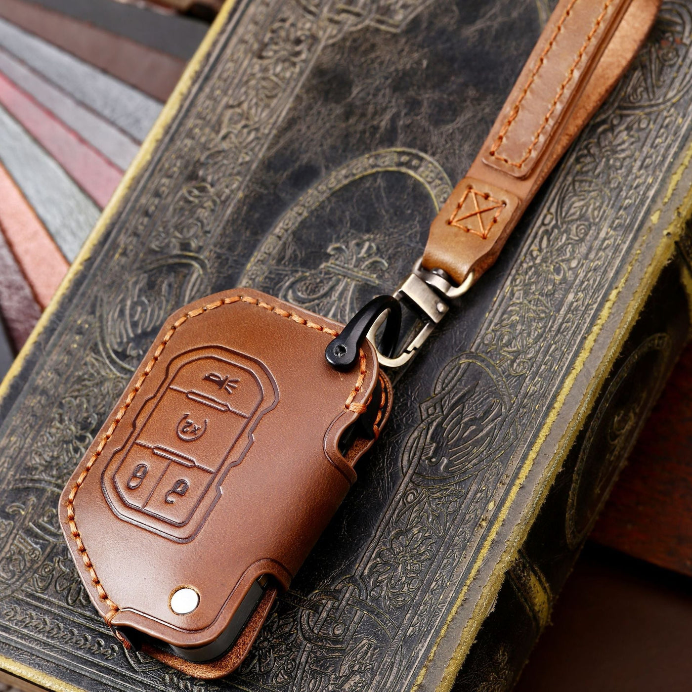 Luxury Leather Car Key Case for - Key Model J6