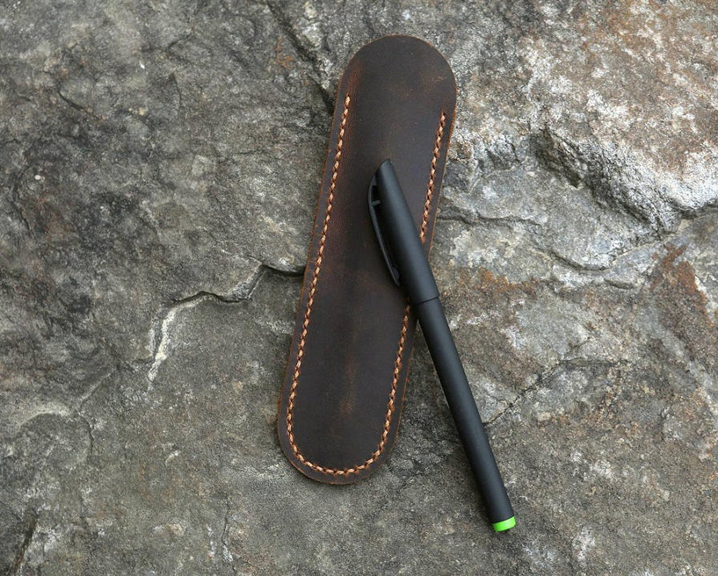 Handmade distressed leather Fountain Pen sleeve