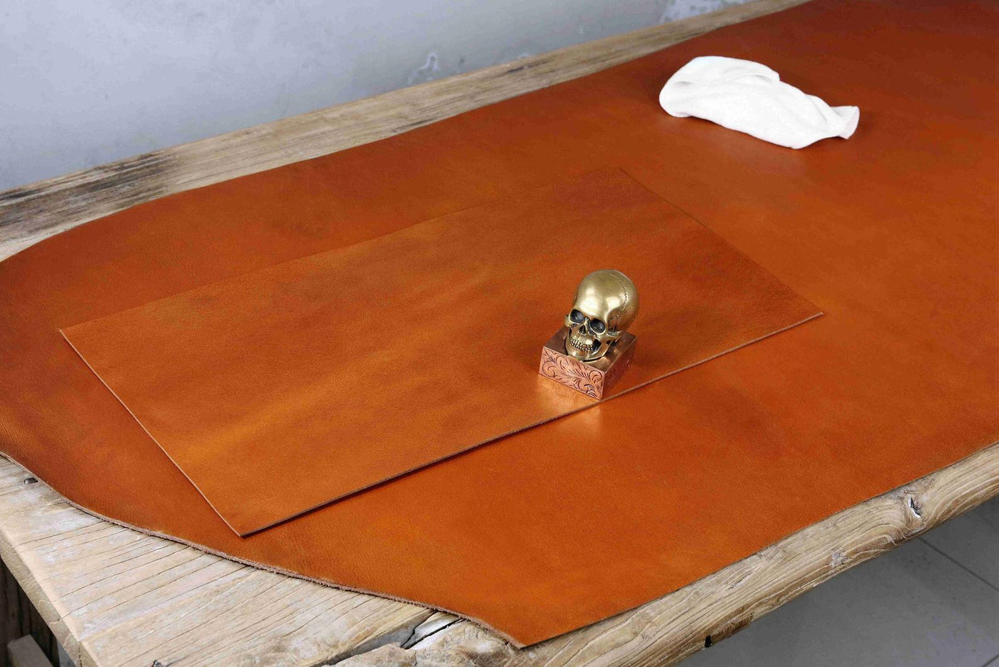 Full grain brown vegetable tanned leather sheets scrap