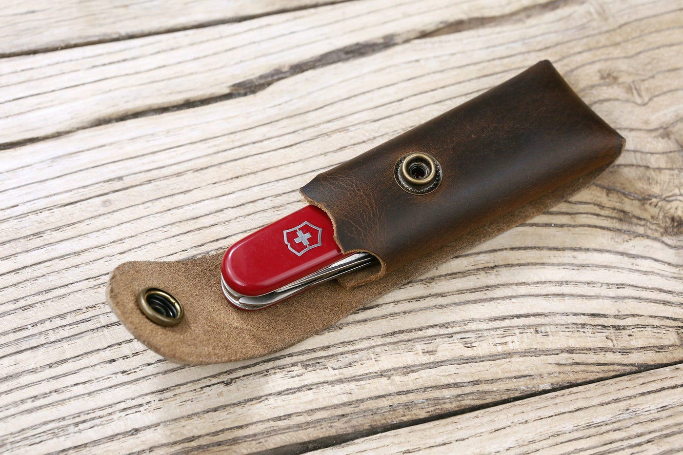 Personalized Leather knife sheath for Swiss Army multitool