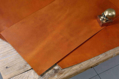 Full grain brown vegetable tanned leather sheets scrap