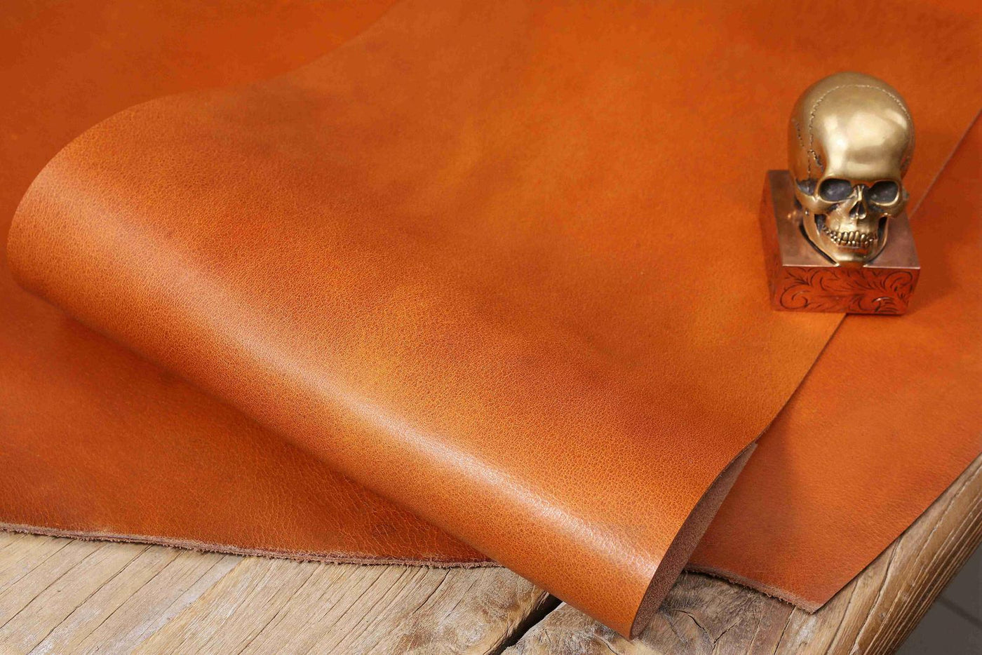 Full grain brown vegetable tanned leather sheets scrap