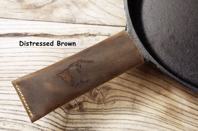 Personalized leather cast iron skillet handle cover