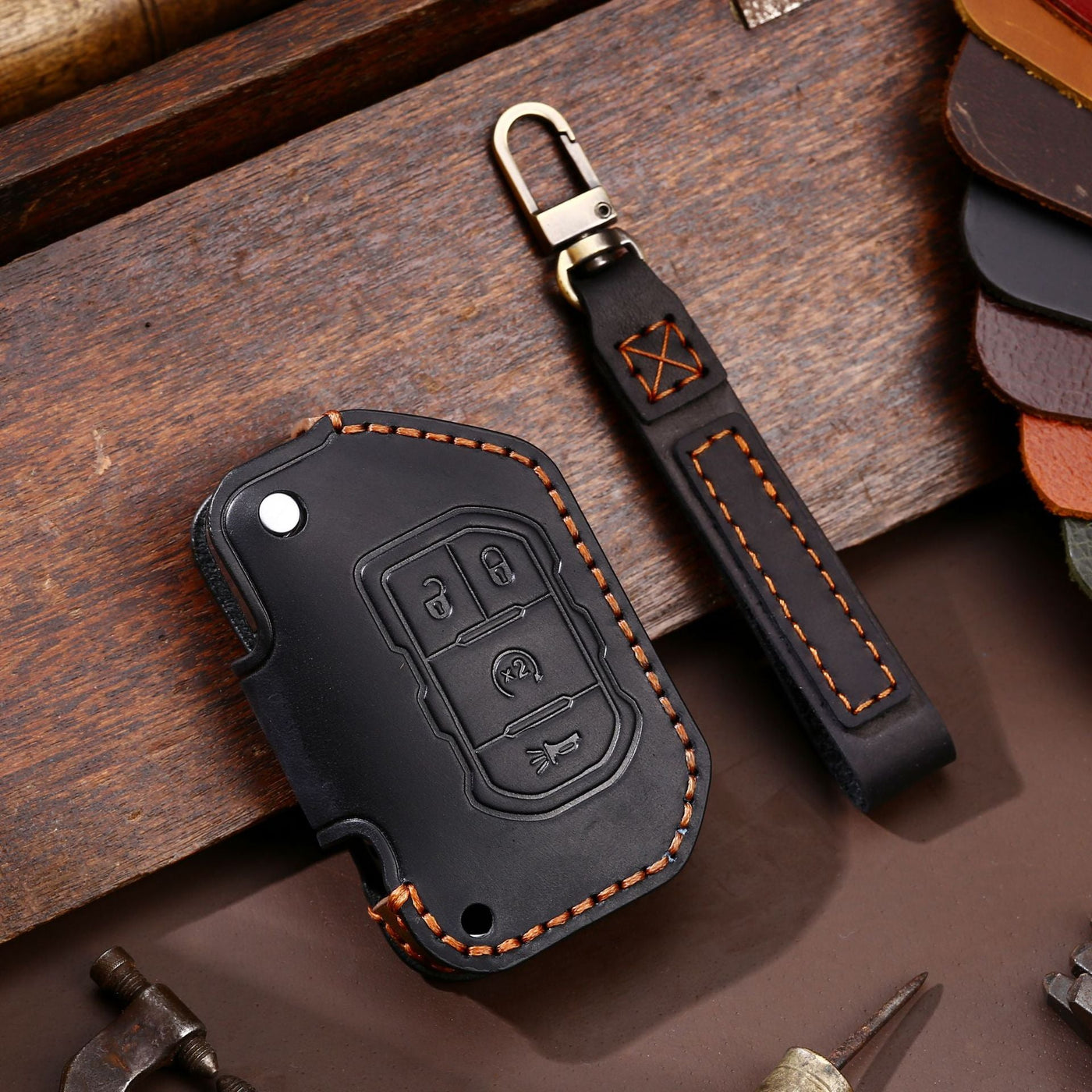 Luxury Leather Car Key Case - Key Model J7