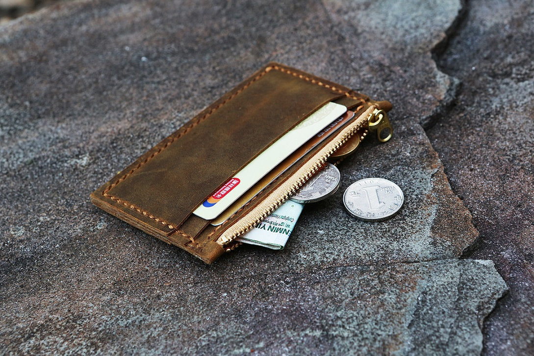 Minimalist Wallet, leather front pocket wallet coin wallet