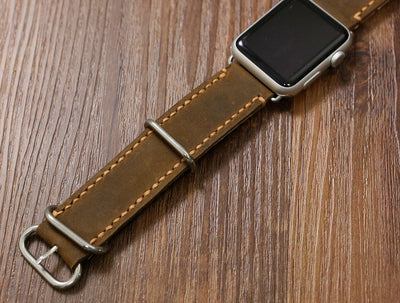 Hand stitch vintage retro distressed leather Apple Watch Band